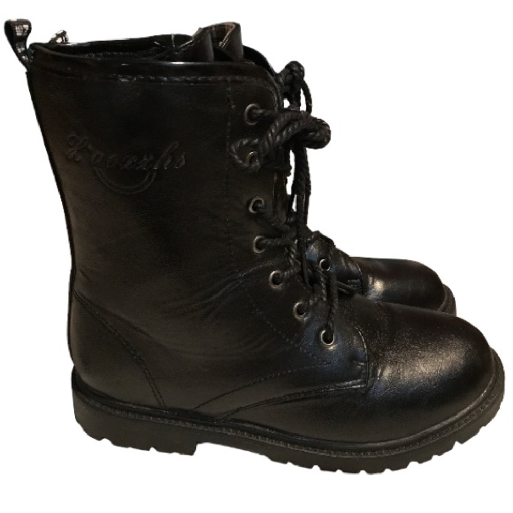 Black Lug Sole Combat Style Boots Size 38